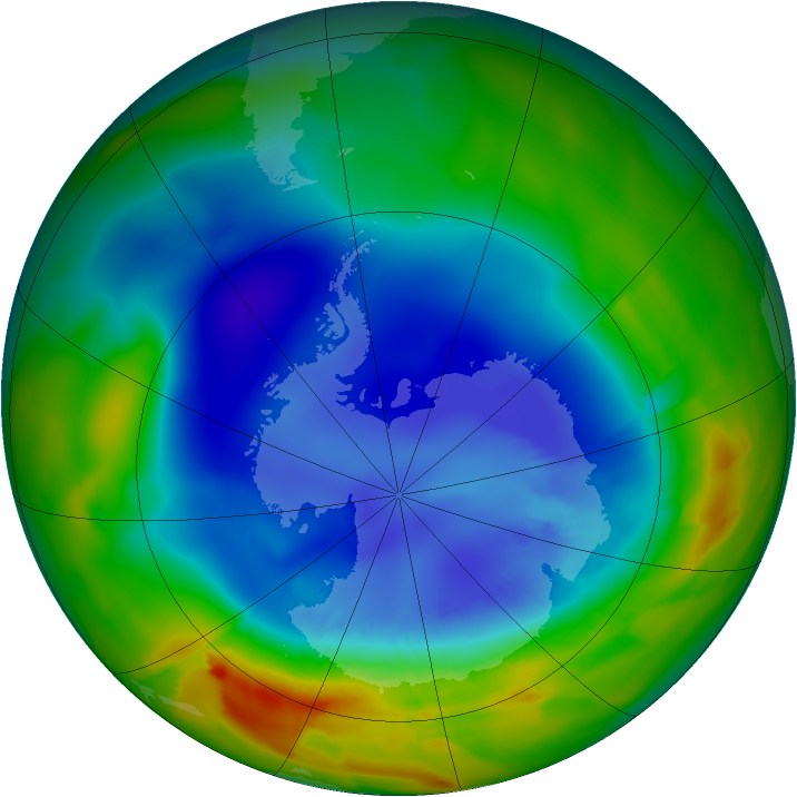 Antarctic ozone map for 04 September 2012